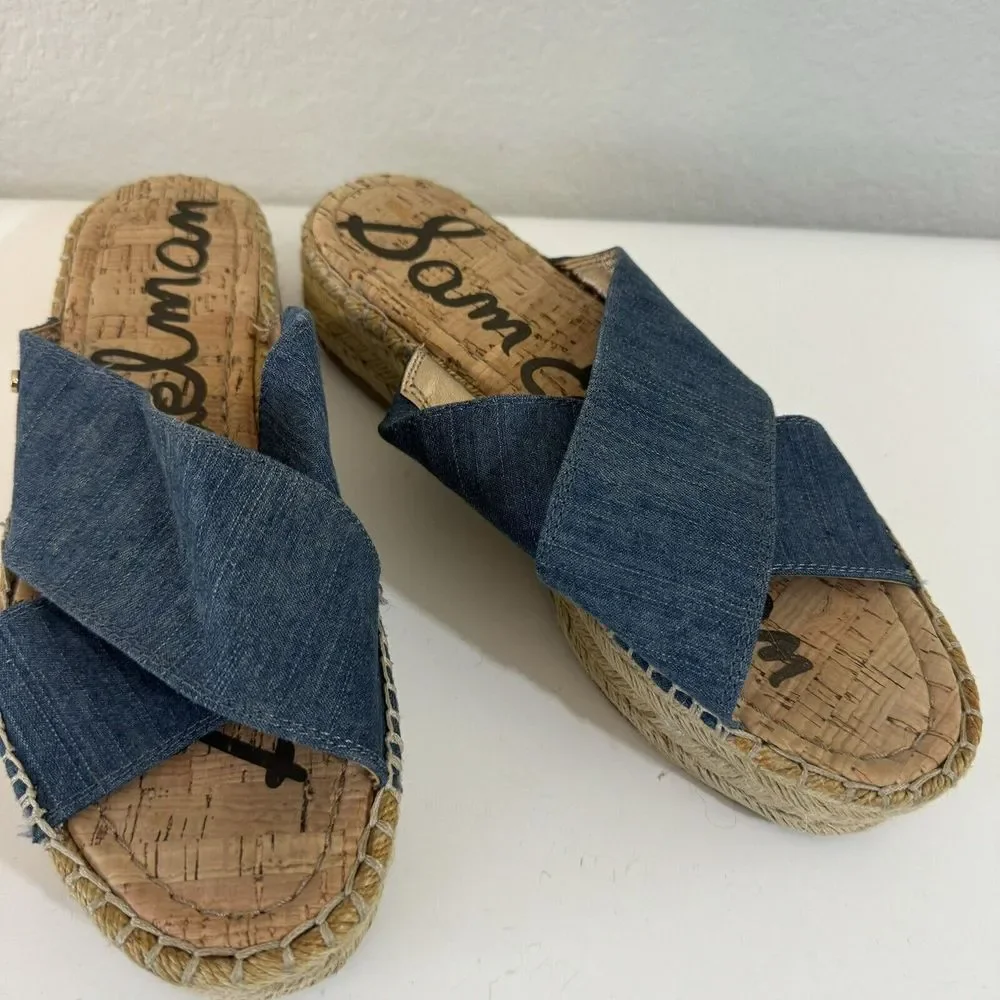 Sam Edelman Natty Womens Slide‎ Platform Espadrille shoes sz 7.5 sandals